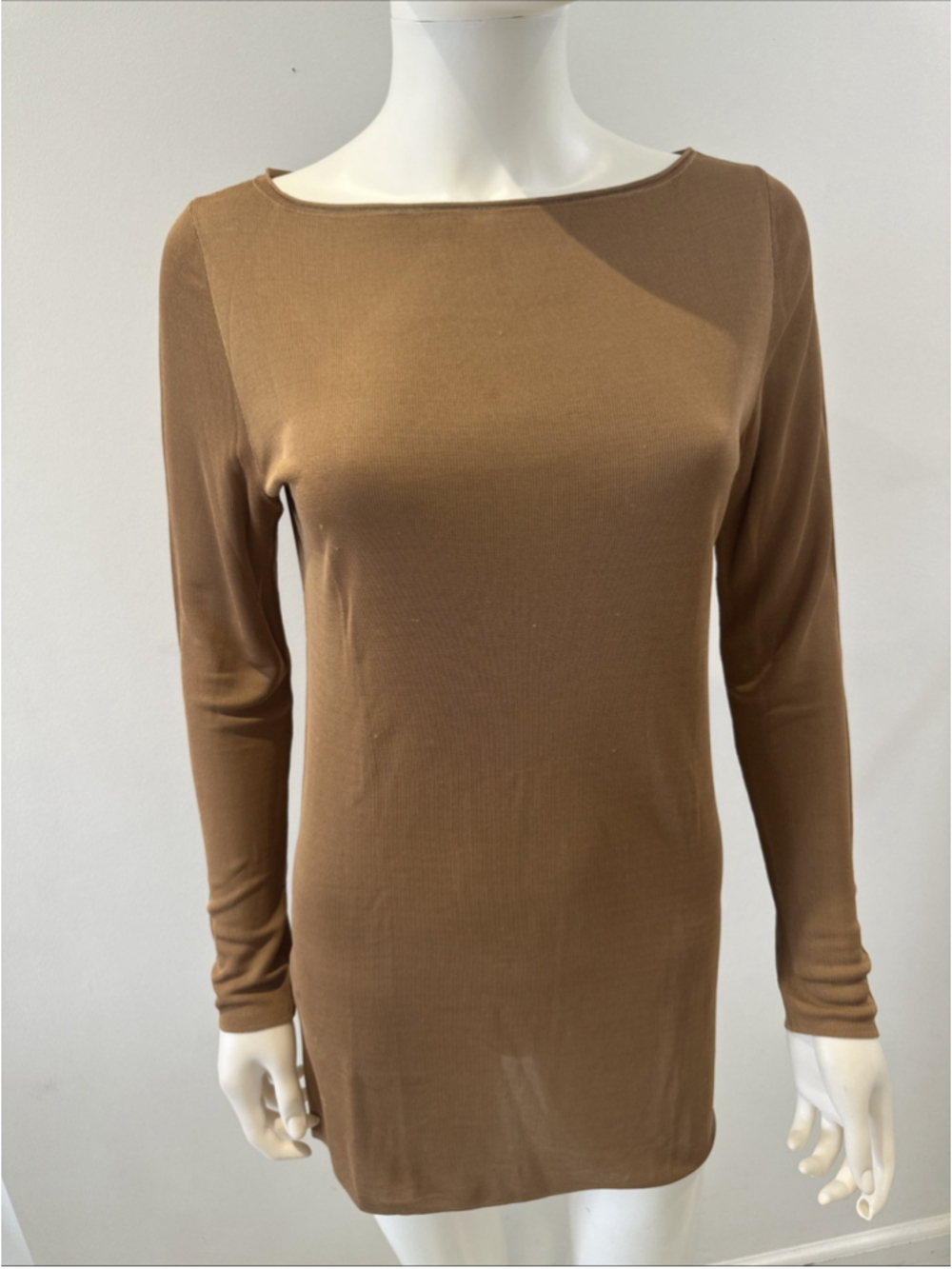 Stefanel Women's Top Viscose Size M Long Sleeve Camel Brown
